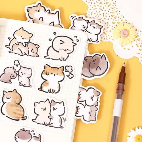 45pcs Cat Buddy Sticker Set Mini Lovely Kitties Stickers DIY Sealing Paste Decoration Adhesive Post Gift Diary E6192