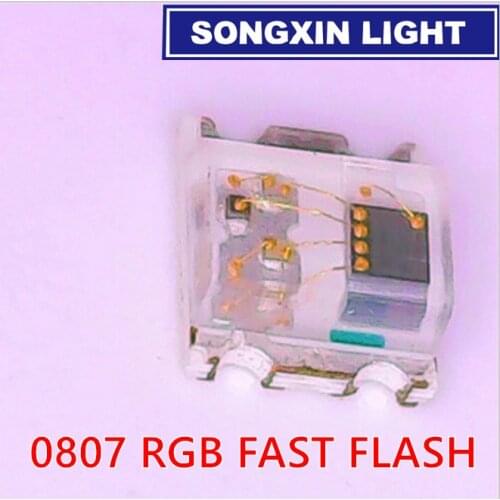 50pcs Flashing LED SMD Diode 0805 RGB Diodo Rainbow Alto Brilho Diod 0807 RGB Flash LED Color Changing fast slow flash