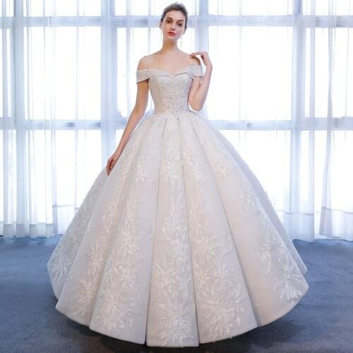 9023 wedding dress 2020 vestido de festa de casamento crystals lace vestido de novia con mangas luxury