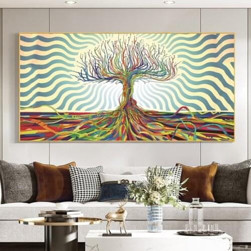 Colorful Stunning Tree Abstract Canvas Painting on The Wall Posters and Prints Modern Wall Art Picture for Living Room Decor