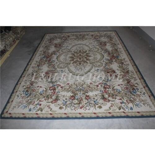 Free shipping 10'x14' 10K RICE CROSS STITCHED needlepoint rugs 100% New Zealand handmade carpet hand knotted area carpet rugs