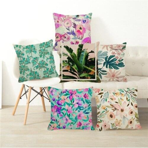 XUNYU Tropical Plant Leaf Flower Cushion Cover Linen Throw Pillowcase Sofa Home Decorative Pillowcase Cushion Cover B0097