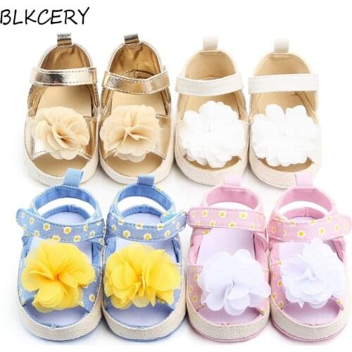 Baby Girl Shoes for 1 Year Summer Shoes Newborn Footwear Cute Infant Walkers Soft Sole Big Floral Princess Toddler Dress Shoes