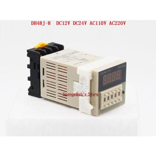 1 Set DH48J-8 DC12V, DC24V, AC110V, AC220V Electronic Preset Display Counters 1-999900 On 8 Pins Base