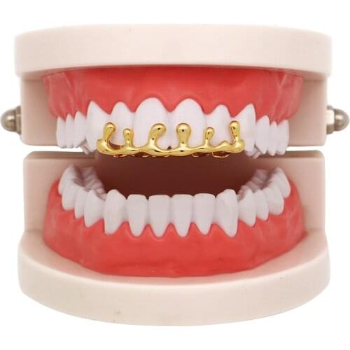 Hip Hop Gold Teeth Grillz Grills Drip Grillz Caps Lower Bottom Tooth Grill Tooth Caps Rapper Fashion Teeth Jewelry For Party