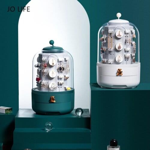 JO LIFE Luxurious Jewelry Storage Box Rotable Earings Nacklaces Holder Dressing Table Drawer Magic Hidden Ring Box