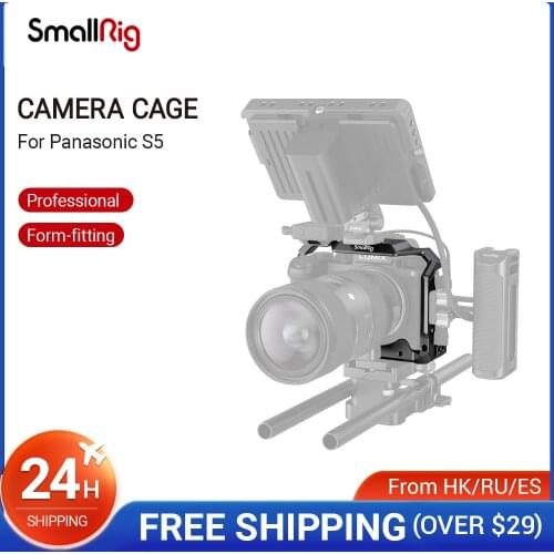 SmallRig DSLR Cage for Panasonic S5 Camera With Cold Shoe Mount+Nato Rail+1/4"-20 & ARRI 3/8”-16 Threads Video DIY Cage Rig-2983