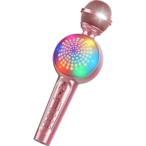 GOODAAA Bluetooth Karaoke Microphone for Phone Wireless Portable Handheld Mic Speaker with LED Light Magic Sound Singing Machine