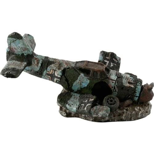 1pc Mini Resin Plane Wreckage Craft Ornament Artificial Waterunder Landscape For Fish Tank Aquarium Decoration