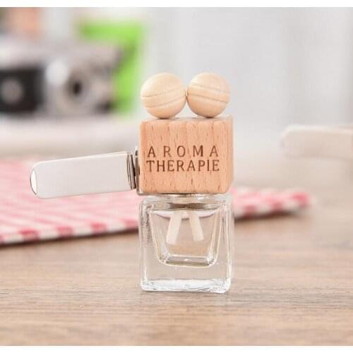 Fashion 6ML Transparent Glass Car Perfume Tuber Square Car Perfume Bottle with Wooden Cap new