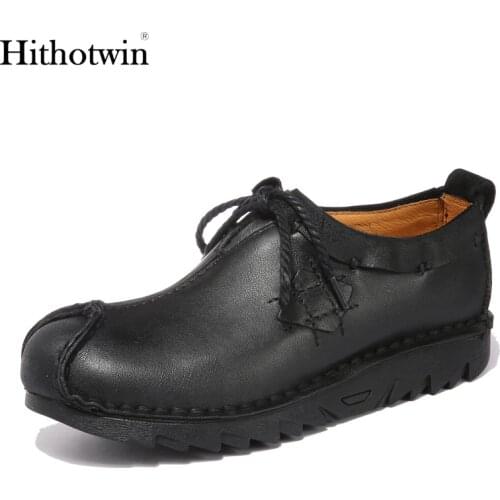 Japanese retro mens shoes big round head leather first layer cowhide single upturned soft bottom leather Motorcycle boots