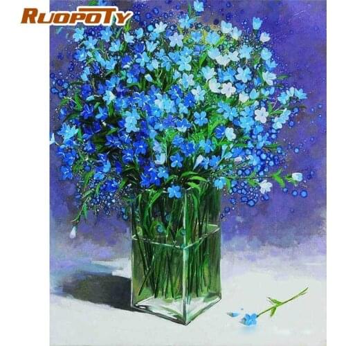 RUOPOTY DIY Framed Painting By Numbers For Adults Blue Sky Star Landscape Oil Paints HandPainted Diy Modern Home Wall Decor Art