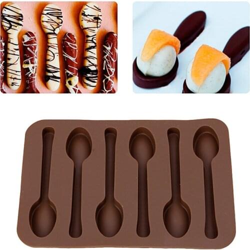 New 1pcs Spoon Chocolate Silicone Molds Baking Mold Biscuit Jelly Candy Mold Baking Kitchenware