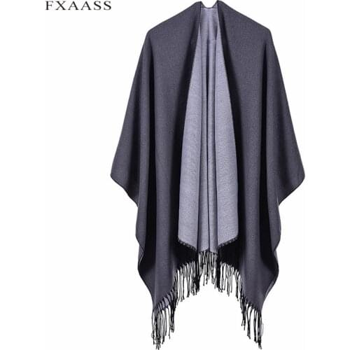 FXAASS New Autumn Winter Shawl Fashion Poncho Women Cashmere Scarf for Lady Luxury Blanket Warm Pashmina Solid Wholesale Cape