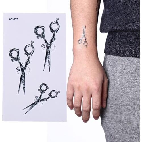 New 3D Scissors Arm Body Art Sexy Harajuku Waterproof Temporary Tattoo Sticker For Man Woman Henna Fake Flash Tattoo Stickers