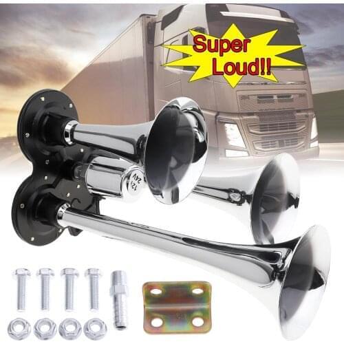12V 178DB Super Loud Silver Three Trumpet Electronically Controlled Car Air Horn for Cars Trucks Boats Motorcycles Vehicles