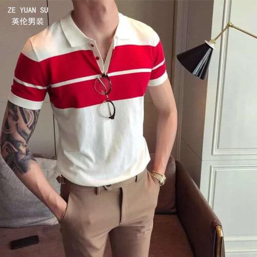 Fall 2021 Korean fashion mens Polo Shirt, Polo shirt, Polo shirt, short sleeve knit t-shirt, base shirt