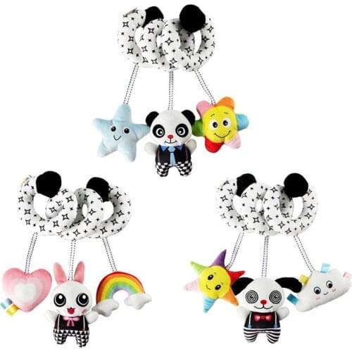 Baby Crib Around Bed Hanging Rattle Toy Mobile Bed Wind Chime Trolley Pendant Doll Color Cognition Early Education Rattle Toy