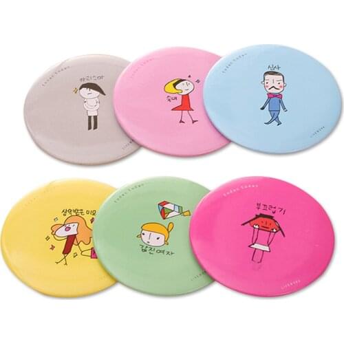 Cartoon Portable Small Mirrors Round Shaped Cosmetic Mirror Color Random