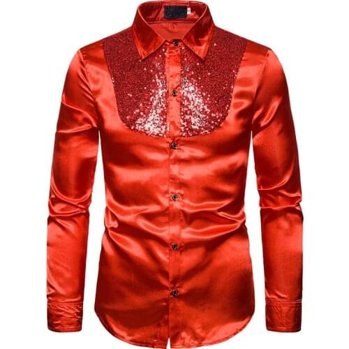 Shirts Costume Nightclub Personality Hombre Fashion Men Shirts Sequins Shirts Host Winter Autumn MaleLong Sleeve Slim Casual Men