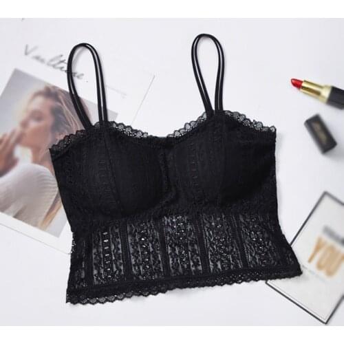 Sexy Lace Hollow Bras Women Sling Tank Tops Sexy Lingeries Breathable Female Tanks Top