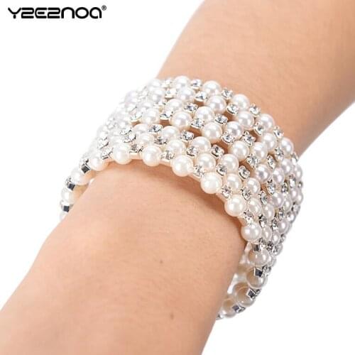 Wide Crystal Open Adjustable Wristband Cuff Bracelet Luxury Jewelry Multilayer Full Rhinestones Bracelets&Bangles For Women