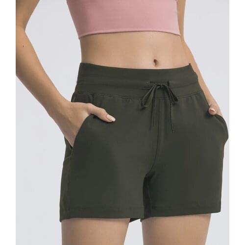 Fitness Yoga Shorts Hight Waist Drawstring Loose Training Gym Sport Running Women Elastic Sexy Tight Yoga Shorts Pocket Skims