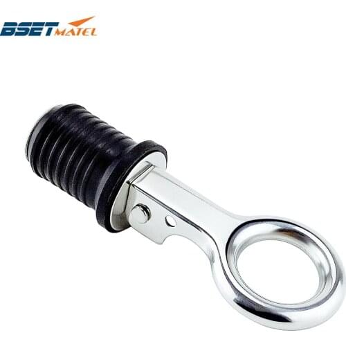 Stainless steel 304 Handle Rubber Drain Plug Snap Tight Flip Style Hull Livewell bilge transom seawall marine boat accessories