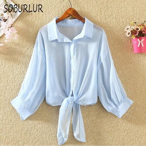 Женские рубашки с коротким рукавом SOBURLUR China At AliExpress