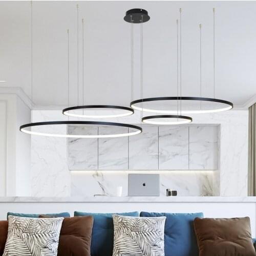 XIUXIU Modern Led Chandelier Circle Lights for Interior Design Engineering Lighting Line Ring Hanging Lamp Dining Living Room