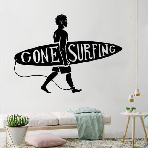 Sport Series Wall Decal Surfing Guy Surf Beach Surfer Wall Sticker Vinyl Wall Stickers For Living Room Vinyl Removable FM-125