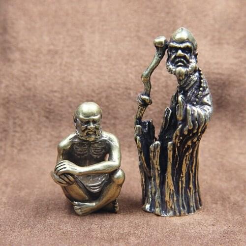 Master Dharma Figurines Miniatures Desktop Ornaments Retro Brass Bodhidharma Buddha Statues Home Decorations Accessories Crafts