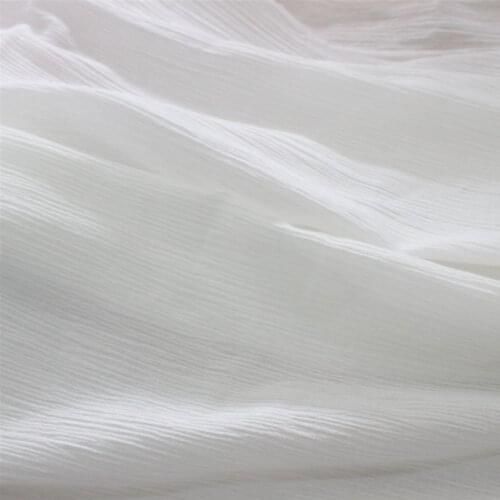 SUJASANMY Soild White Color 40X40/68X52 Cotton Gauze Crepe Fabric Clothing Crushed Tissu Garment Ladies Skirt Textile One Meter