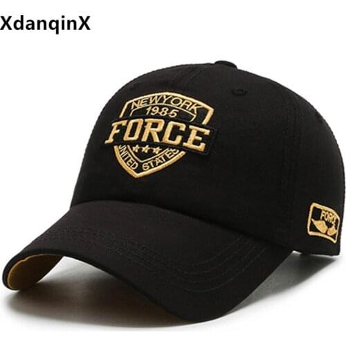 XdanqinX letter embroidery baseball caps for men and women sunscreen cotton tongue hat adjustable size couple casual sports cap