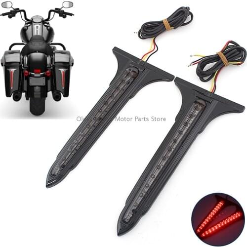 Smoke Lens Motorcycle Rear Saddlebag Accent LED Brake Tail Lights For Harley Touring Road King Electra Street Glide 93-13