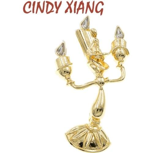 CINDY XIANG Rhinestone Duke Candlestick Brooch Vintage Fashion Brooches For Women Baroque Style Jewelry High Quality