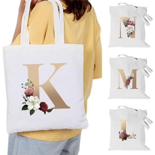 Golden Letters Bolsa Feminina Shoulder Canvas Bags Large Capacity Wild Messenger Bag Cute Fun Handbag Shopping Bag