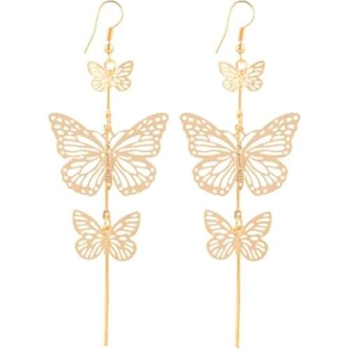 Women Girl Cheap Nightclubs punk rock hollow butterfly gold silver alloy dangle earrings pendant brincos cc ali express jewelry