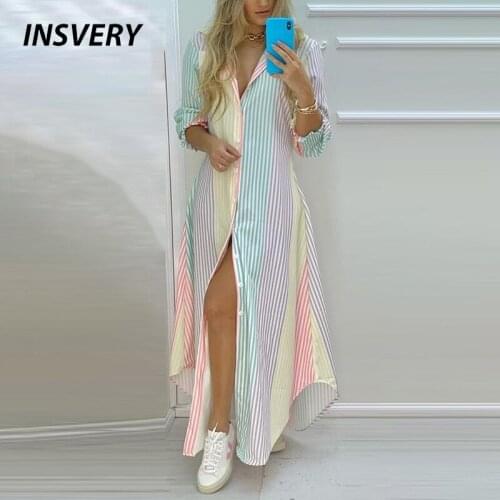 Boho Dress 2021 Spring Autumn Single Breasted Button Irregular Long Dress Women Sexy Turn Down Collar Print Maxi Dresses