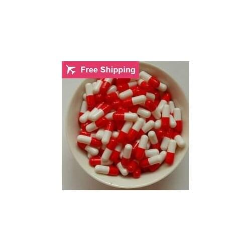 0# 1# 2# 1000 pcs / lot.red -white colored hard gelatin empty capsules, hollow gelatin capsules ,joined or separated capsules