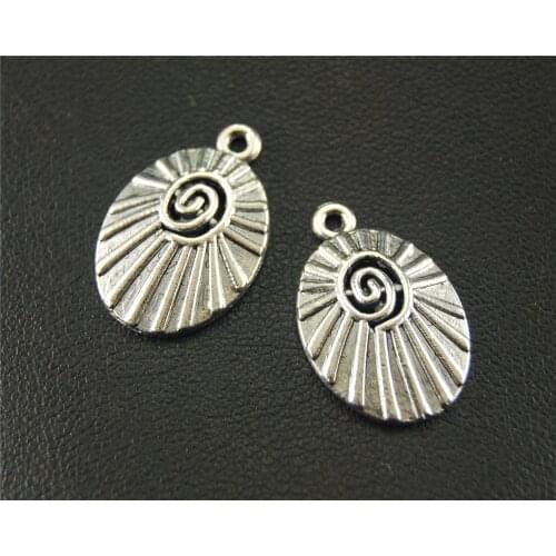 25pcs Silver Color Vortex Round Charm Pendant DIY Necklace Bracelet Bangle Findings 14x20mm A1565