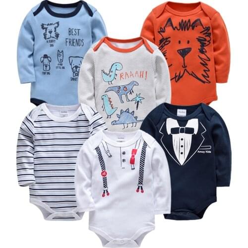 Honeyzone 6pcs Infant Boy Bodysuit Baby Boy Clothes Bebe Fille Print Jumpsuit Animal Cartoon Romper Toddler Cute Body Ropa Bebes