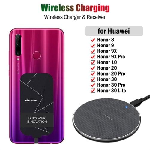 Qi Wireless Charging for Huawei Honor 8 9 10 20 30 Pro 9X Pro 20S 30S V9 V10 V20 V30 Wireless Charger+USB Type C Receiver