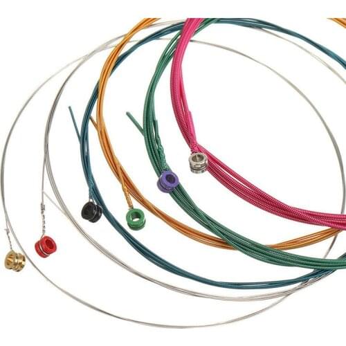 Acoustic Guitar Colorful Strings Hexagonal Carbon Steel Core Resistant Oxidation Rust Coating Extra Light Tension Bass Guitar