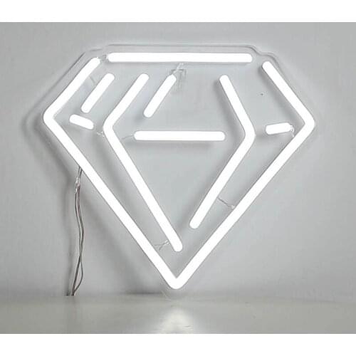 Diamond Logo 3D Led Flex Transparent Acrylic Plexiglass Neon Sign Light Party Wedding Background Decor