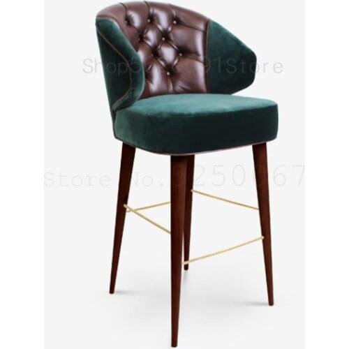 American solid wood bar chair fashion creative home bar stool Nordic simple backrest high chair bar chair
