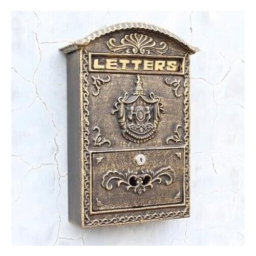Cast Iron Mailbox Postbox Embossed Trim Decor Wall Metal Mail Post Letters Box
