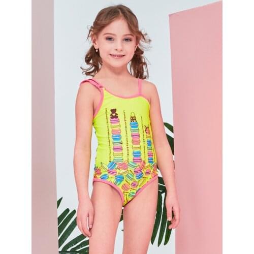 2019 New Baby Girl Swimsuit Children One Piece Swimwear Pretty Floral Double Shoulder Ruffled Swimsuit Age 3-8 Years
