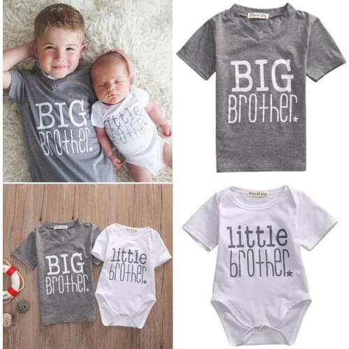 Boys T-shirt Matching Top Big/Little Brother Newborn Baby Romper Bodysuit Outfit T-shirt Matching Clothes
