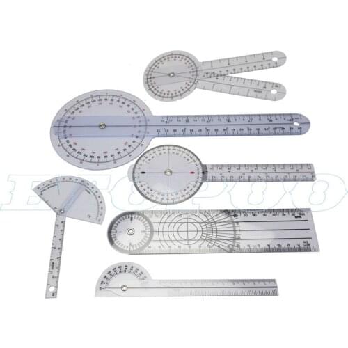 6pcs/set Spinals Goniometer Protractors Userful Multi-Ruler Goniometer Angle Medical Spinal Ruler 360 Degree 180 Degree